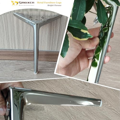 7 inch/18cm Shiny Silver Metal Furniture Legs Set of 4 - color: Shiny Chrome, size: 7 inch