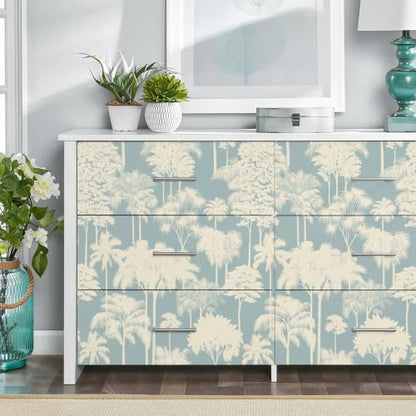 JiffDiff Blue Forest Tree Peel and Stick Wallpaper,17.3" x 120" - color: Blue, size: 17.3" x 120"