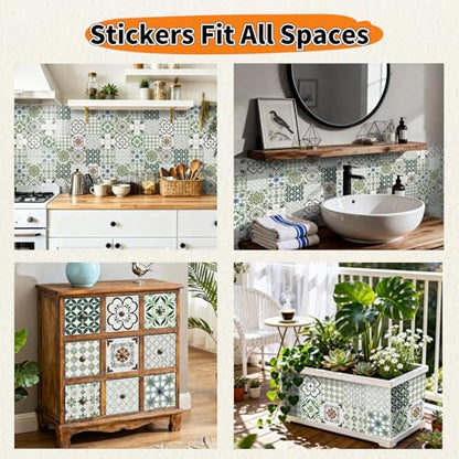 24Pcs Mexican Style PVC Peel and Stick Tile Stickers - color: Style a, size: 6x6 Inch