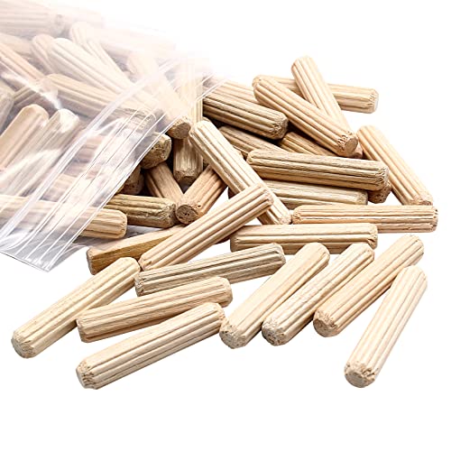 120Pcs 1/4" x1-1/8 Hardwood Fluted Dowel Pins for Woodworking DIY - size: 1/4" x 1-1/8"