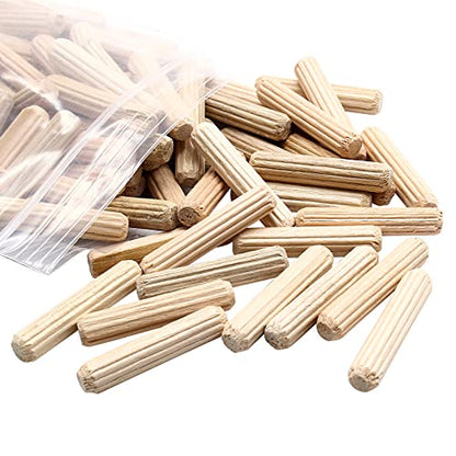 120Pcs 1/4" x1-1/8 Hardwood Fluted Dowel Pins for Woodworking DIY - size: 1/4" x 1-1/8"