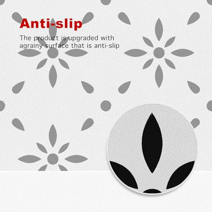 HOMETITUTE Black White Floral 12x12 Inch Peel Stick Vinyl Floor Tile - style: Black and White Floral
