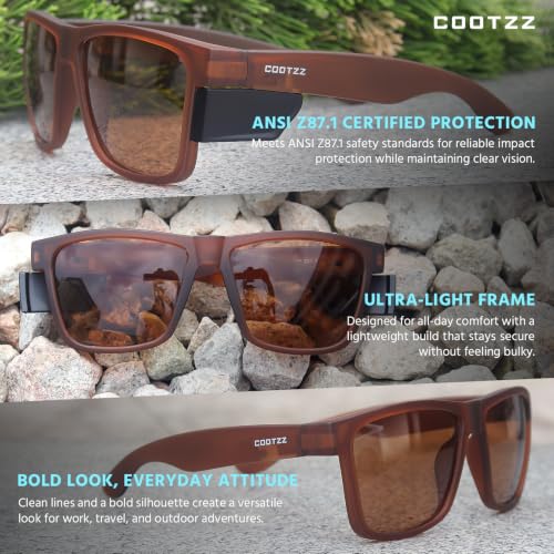 Safety Glasses ANSI Z87.1 - Anti-Fog Impact Resistant Protective Eyewear for Men & Women - Removable Side Shields - color: Tea Brown / Brown Lenses