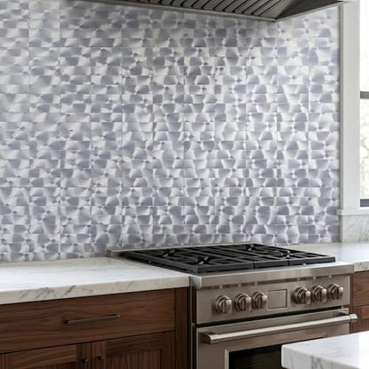 XUANINY Peel and Stick Tile Backsplash Self- Adhesive Wall Tiles Aluminum Mosaic Sticker for Kitchen (11.33"x11.92" Per Sheet, Pack of 10 pcs) (Silver Texture 10) - color: Silver Texture 10