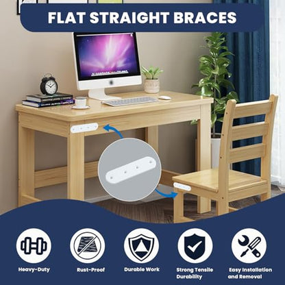 Alise 4 Pcs White Flat Mending Plates for Wood Furniture,125x38mm - color: White Finish, size: 125mmX38mm