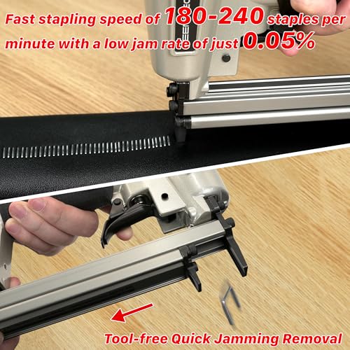 KEENTECH Pneumatic Staple Gun 22GA with 3765pcs 3/8" Crown Staple 1/4-5/8" - color: Silver, size: 22 Gauge 7116