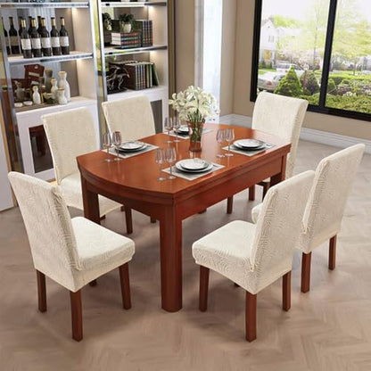 Dining Chair Covers Set of 6, Stretch Parsons Chair Slipcovers - color: Beige, size: 6 Pack