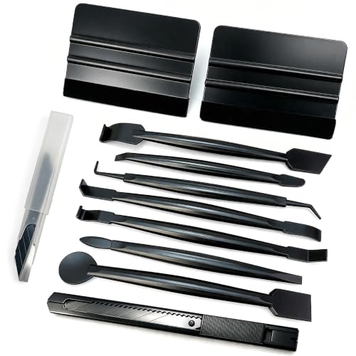 Vinyl Wrap Install Kit with Plastic Squeegee, 9mm Snap off Knife Blades, Micro Squeegee, for Window tint, PPF, Decal - color: Kit a