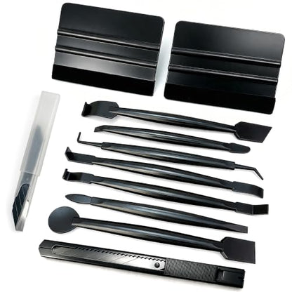 Vinyl Wrap Install Kit with Plastic Squeegee, 9mm Snap off Knife Blades, Micro Squeegee, for Window tint, PPF, Decal - color: Kit a