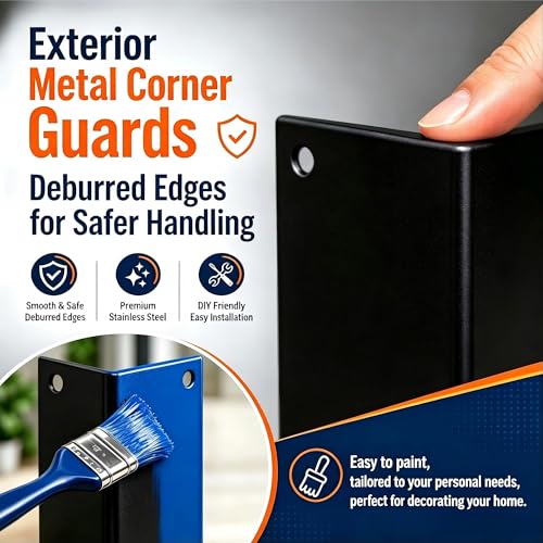 Stainless Steel Vinyl Siding Corner Guards- 2 Pack 11.8x3.4x3.4 Cap Trim - color: Black