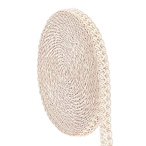 PH PandaHall 13 Yard Gimp Braid 15mm Woven Fabric Trim - Polyester Braided Lace Beige Upholstery for Wedding, Costume, DIY Crafts, Sewing, Jewelry Making, Curtain, Slipcover, Home Decor - color: White