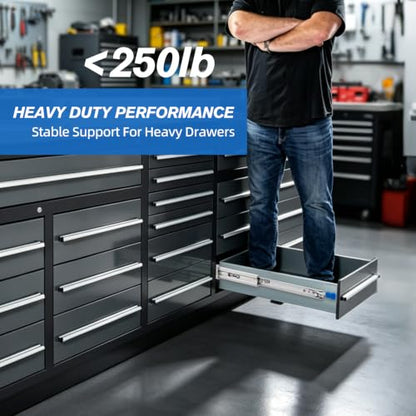YENUO Locking Heavy Duty Drawer Slides Full Extension 12–40 Inch 250 LB - size: 12 Inch, style: Load:250 lb (With lock) -W:53mm