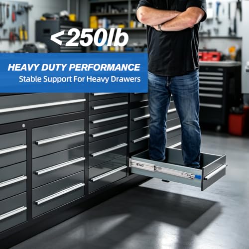 YENUO Locking Heavy Duty Drawer Slides Full Extension 12–40 Inch 230 LB - size: 24 Inch, style: Load:250 lb (With lock) -W:53mm