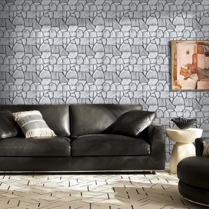 Commomy Faux Stone Peel and Stick 3D Wall Panels 10 Pcs 11.8" x 11.8" - color: ‎Gray Stone-A