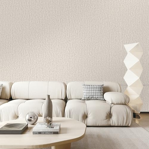 Gray Grasscloth Peel and Stick Wallpaper Renter Friendly Wall Covering Adhesive Contact Paper 15.7inch x 393.7inch Rustic Wall Vinyl Traditional Textured Paper - color: Gray, size: 15.7" x 393.7"