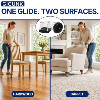 GICUNK 28 Pcs Chair Leg Floor Protectors for Carpet Square Clear - size: Square L