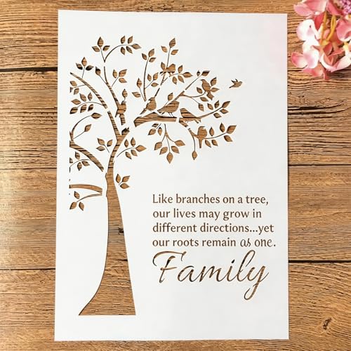TIAMECH A4 Reusable Family Tree Stencil for Painting - style: Family Tree