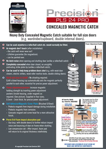 PLS 24 PRO Concealed Magnetic Catch for Light to Heavy Duty Doors with Thickness Greater Than 30 mm (1.18"), Pack of 2