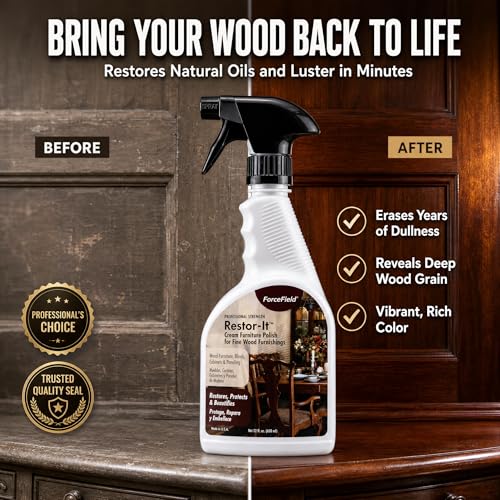 ForceField® Restor-It Furniture Polish and Conditioner for Fine Wood - Restores Oils & High-Gloss Luster, Removes Dust, Dirt & Allergens, No Waxy Buildup - 22 oz - size: 22 Fl Oz (Pack of 1)
