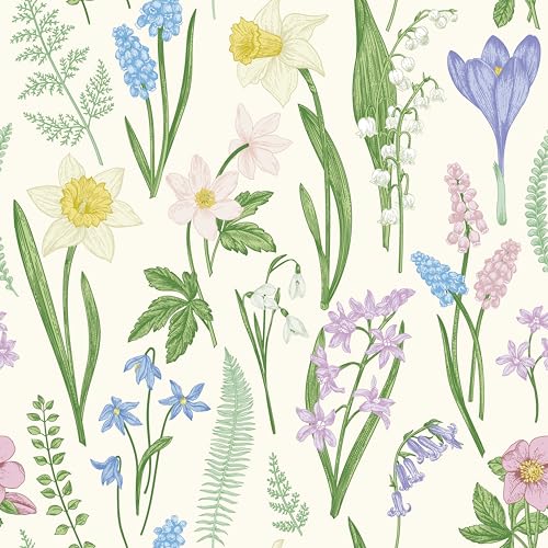 Peel and Stick Wallpaper, Watercolor Spring Flower Botanical Pattern, 118in x 17.7in, Waterproof Vinyl, Removable Reusable, Eco-Friendly, for Bedroom Living Room Rental Apartment - color: Watercolor01, size: 17.7" x 118.1"