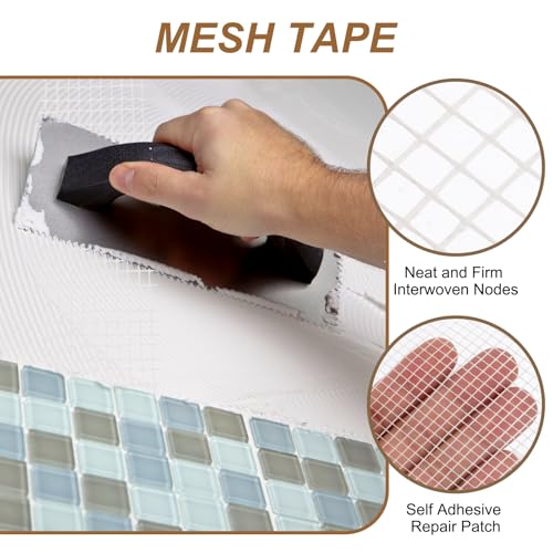 PATIKIL Drywall Repair Mesh Tape, 2 inch x 328 ft Fiberglass Repair Patch Self-Adhesive Dry Wall Joint Tape 8 Mesh Wall Hole Crack and Seam Patch, White - size: 2 inch x 328 Feet