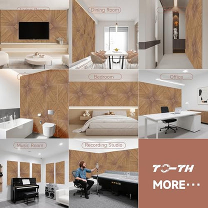 TO-TH Acoustic Wall Panels Self-Adhesive Noise Dampening panel 6Pack, Beech - color: Beech
