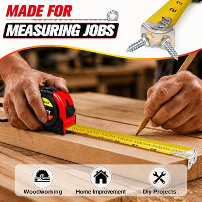 JETMORE 2 Pack Tape Measure, Measuring Tape Retractable with Magnetic Hook - size: 2-Pack Red