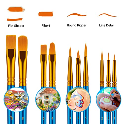 Artstorys Paint Brushes Set, 30 Pcs Acrylic Oil Watercolor Painting Brushes - color: Blue,nickel