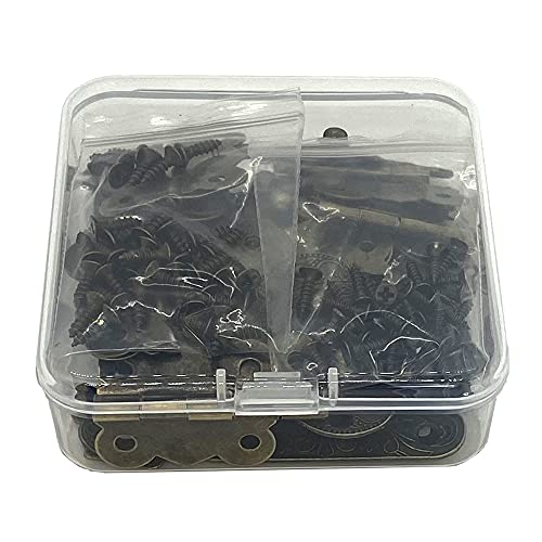 6Set Jewelry Box Hinges & Antique Hasp Latch, Butterfly Hinge Style