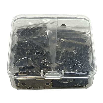 6Set Jewelry Box Hinges & Antique Hasp Latch, Butterfly Hinge Style