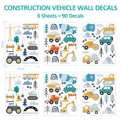 AOWDIAO 90PCS Construction Vehicle Wall Decals for Kids - style: Construction Vehicle