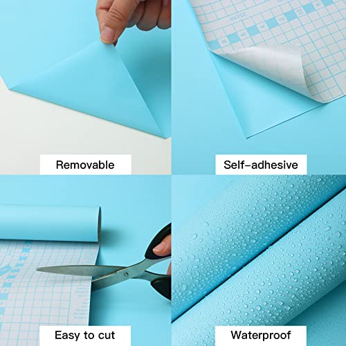 15.7" x 118" Blue Wallpaper Peel and Stick Light Blue Contact Paper Easy Peel Off Bedroom Bathroom Removable Wallpaper Vinyl Self Adhesive Matte - color: Light Blue-2, size: 15.7" x 118"