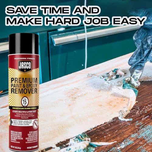 Fast-Acting Paint Stripper - Jasco Premium Paint & Epoxy Remover - 16 Oz - Removes Paint Epoxy Varnish Lacquer Shellac Synthetic Coatings and More - Available with Omni Depot Gloves