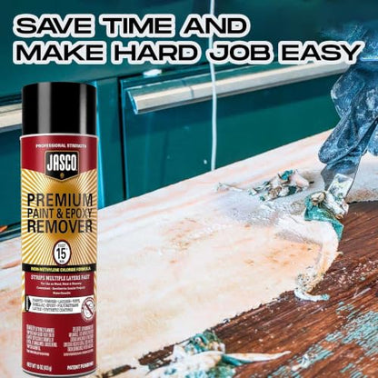 Fast-Acting Paint Stripper - Jasco Premium Paint & Epoxy Remover - 16 Oz - Removes Paint Epoxy Varnish Lacquer Shellac Synthetic Coatings and More - Available with Omni Depot Gloves