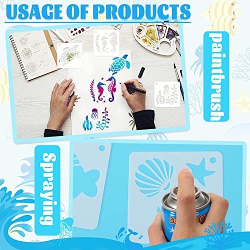 Augshy 56 Pieces Small Summer Sea Ocean Beach Stencils for Painting Crafts - style: Ocean Creatures