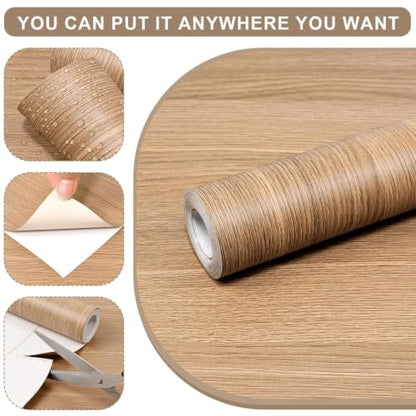 Brown Wood Wallpaper 11.8"x275"Wood Contact Paper Peel and Stick Wallpapers Waterproof Self-Adhesive Vinyl Wallpaper Film for Furniture Countertops Cabinets - color: Brown, size: 11.8" x 275"