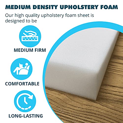 Foamma 1" x 18" x 112" Medium Density Upholstery Foam Padding, Thick-Custom Pillow, Chair, and Couch Cushion Replacement Foam, Craft Foam Upholstery Supplies, Foam Pad for Cushions and Seat Repair - color: Medium Density, size: 1" x 18" x 112"