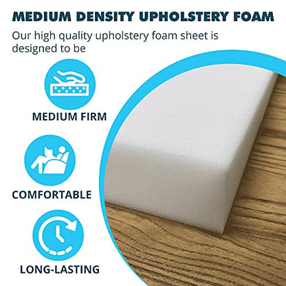 Foamma 1" x 18" x 112" Medium Density Upholstery Foam Padding, Thick-Custom Pillow, Chair, and Couch Cushion Replacement Foam, Craft Foam Upholstery Supplies, Foam Pad for Cushions and Seat Repair - color: Medium Density, size: 1" x 18" x 112"