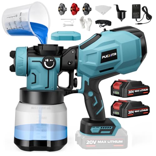 1200W Cordless Paint Sprayer Battery Powered HVLP Paint Gun Kit - color: grey green