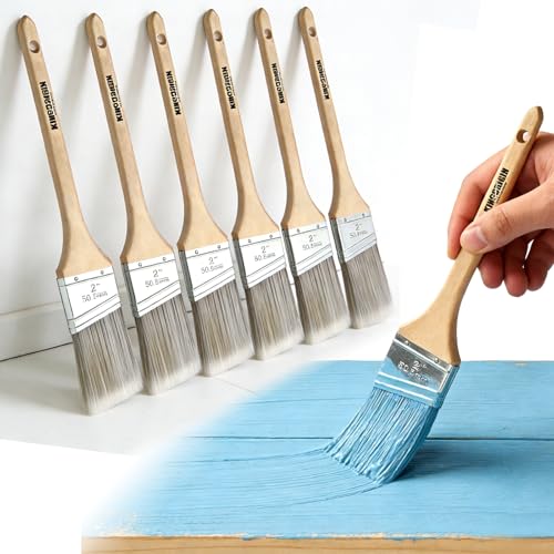 King Origin 2 Inch Angled Paint Brushes 6 PCS Wood Handle - size: 2 Inch, 6 Pack
