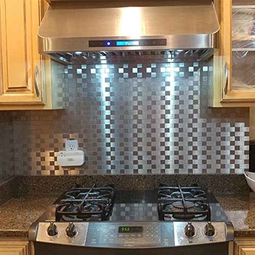 Art3d 10-Pack Metal Peel and Stick Backsplash Tile, Silver Aluminium - color: Silver Aluminium