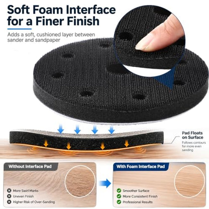 5 Pack 5 Inch 9 Holes Interface Pads 10mm Orbital Sander Pads