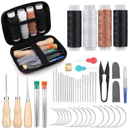 Yizzvb Heavy Duty Sewing Kit Thread Hand Needles Awl Sewing Supplies - color: 78 Pcs