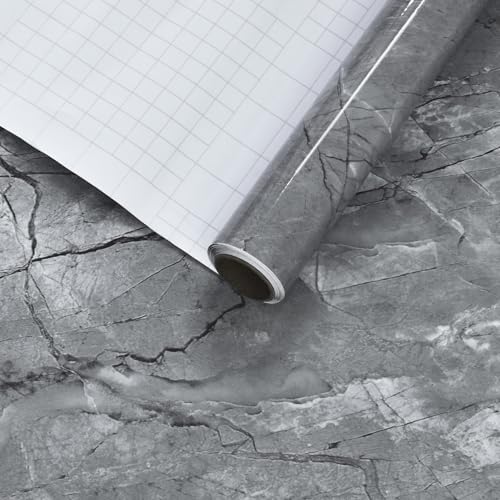 Gray Marble Contact Paper for Countertop Peel and Stick Waterproof - color: Gray, size: 16" x 118"