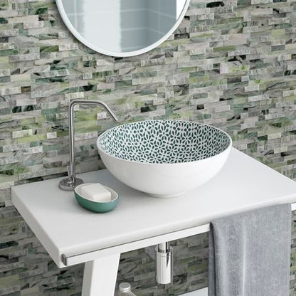 SUNWINGS 5-Sheet Peel and Stick Mosaic Natural 3D Stone Self Adhesive Marble Tiles, 11.5" x 10.7" Stick on Backsplash for Kitchen Bathroom Fireplace Vanity, Emerald Green - color: Emerald Green