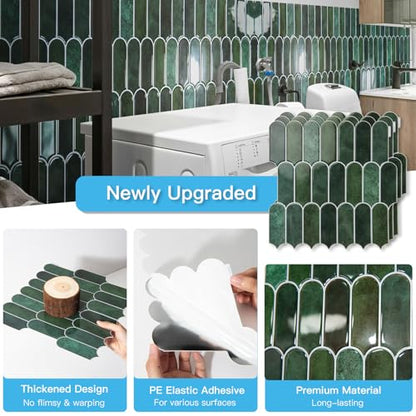 Art3d 10-Pack Arrowhead Design Tile Peel and Stick Backsplash, Dark Green - color: ‎Dark Green