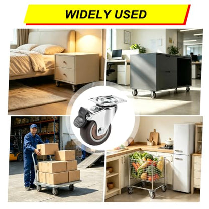 2'' Caster Wheels 4pcs Lockable Swivel Furniture Caster Replacement - size: 2 inches