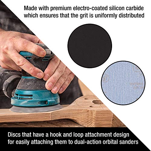 Dura-Gold 6" Wet or Dry Sanding Discs, 320 Grit (Box of 20), Hook & Loop - size: 400-Grit