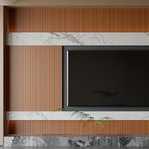 Yutianli PVC Slat Wall Panel Peel and Stick 236"x 15.7" Faux Wood Slat Panel Artificial Walnut Wood Grain Self-Adhesive Soundproof 3D Wall Panel for Walls and Ceilings - color: Walnut, size: 236"x15.7"