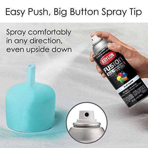 Krylon Fusion All-In-One 12 Oz. Flat Spray Paint, Clear - 1 Each - color: Clear, size: 12 Ounce (Pack of 1), style: Flat